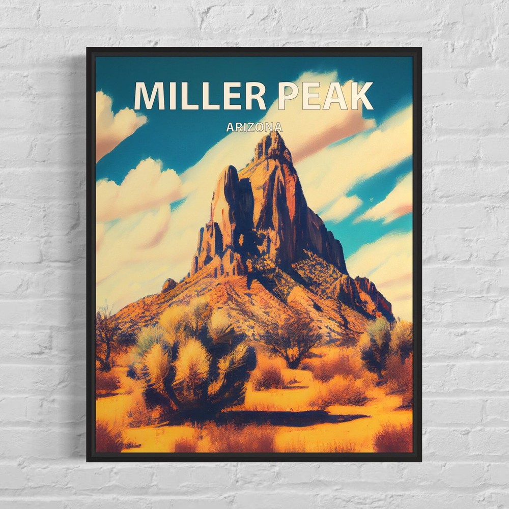 Miller Peak Arizona Retro Art Print Miller Peak Wall Art Painting Miller Peak