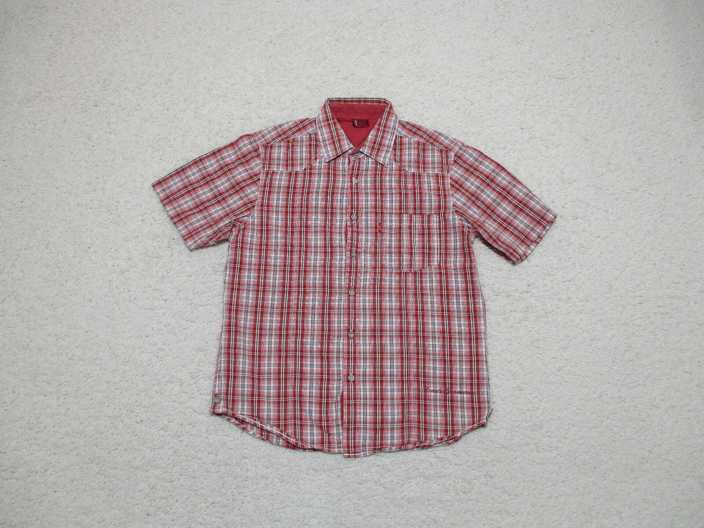 Levis Button Up Shirt Large Adult Red Plaid Western Pocket Red Tab Casual Mens L