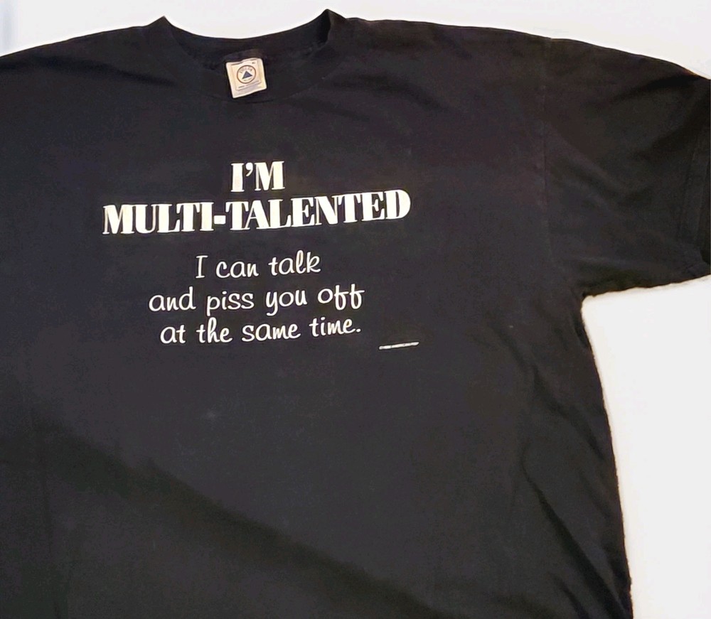 Vintage Y2K 1998 American Pop Funny Quote T Shirt Black XL