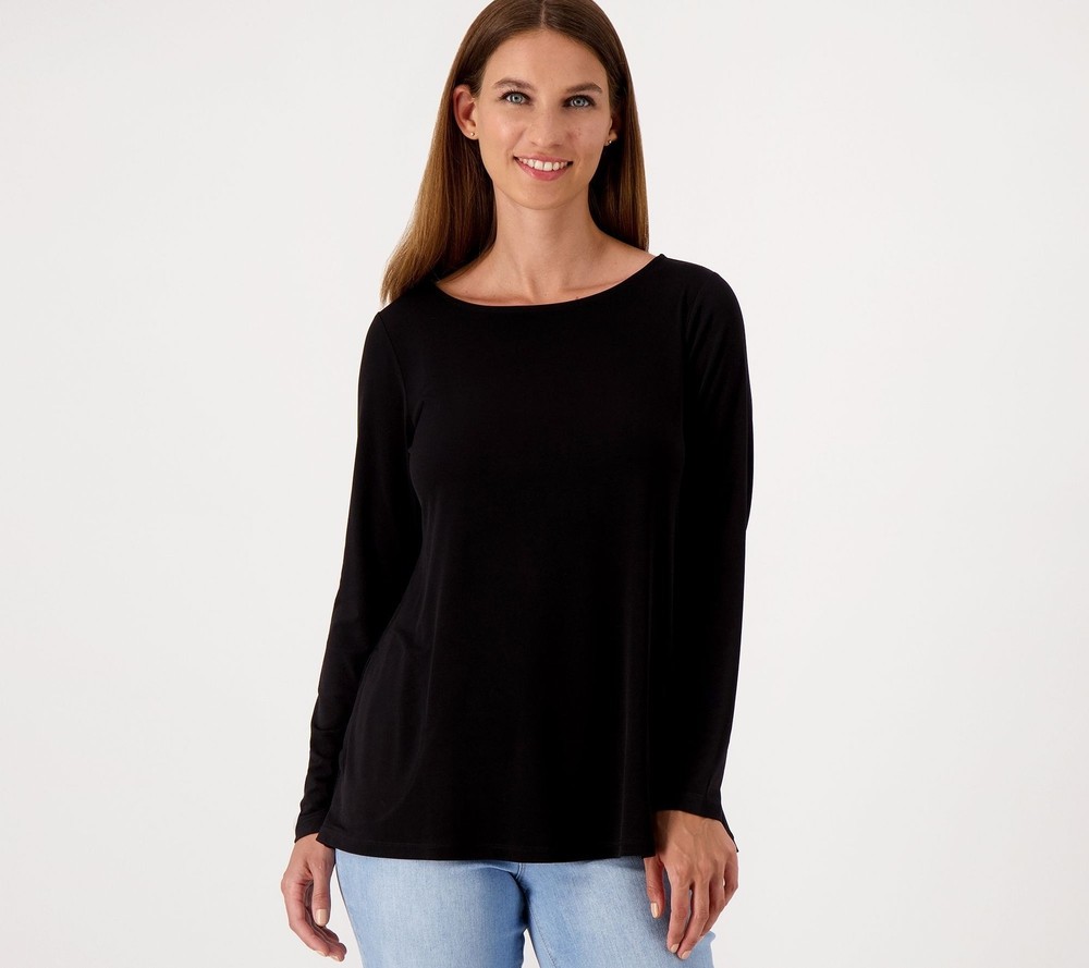 Susan Graver Women's Top Sz XS Essentials Liquid Knit Tunic Black A544638