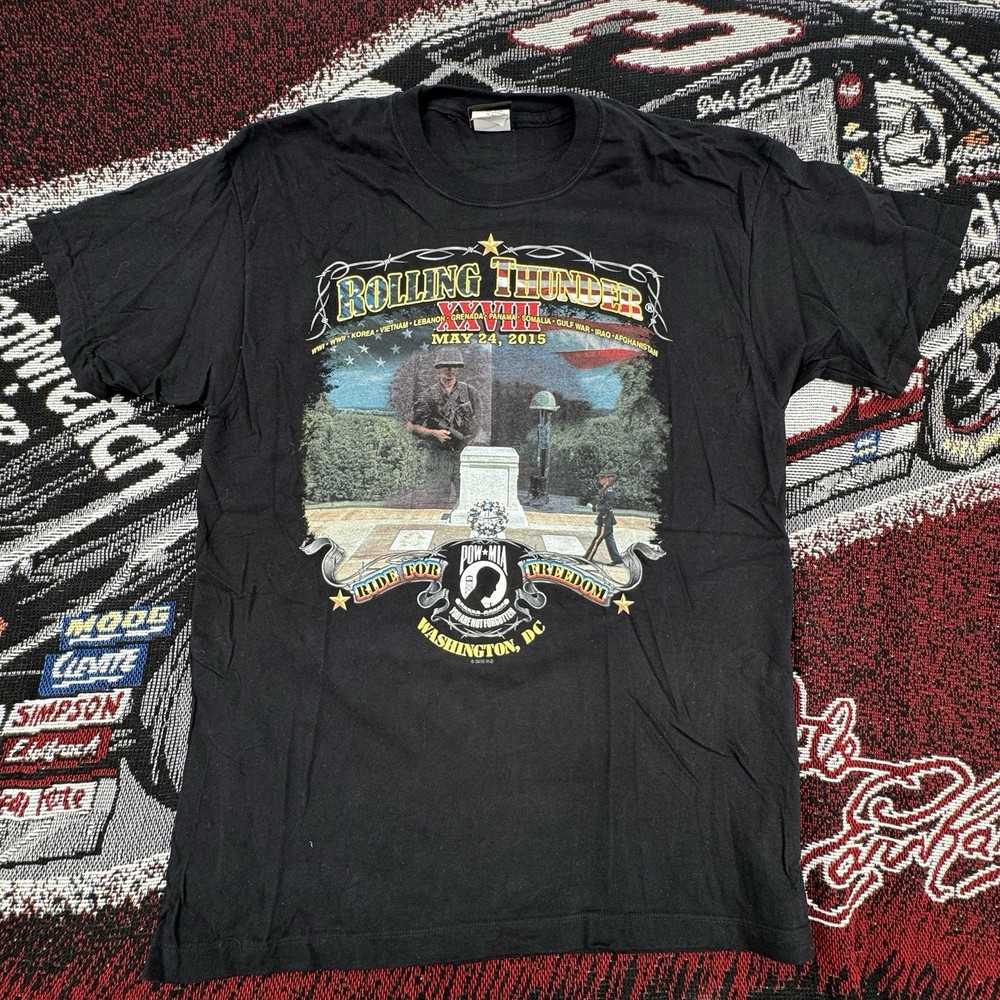 Harley Davidson Rolling Thunder 2015 Washington DC T Shirt Mens Large Black Tee