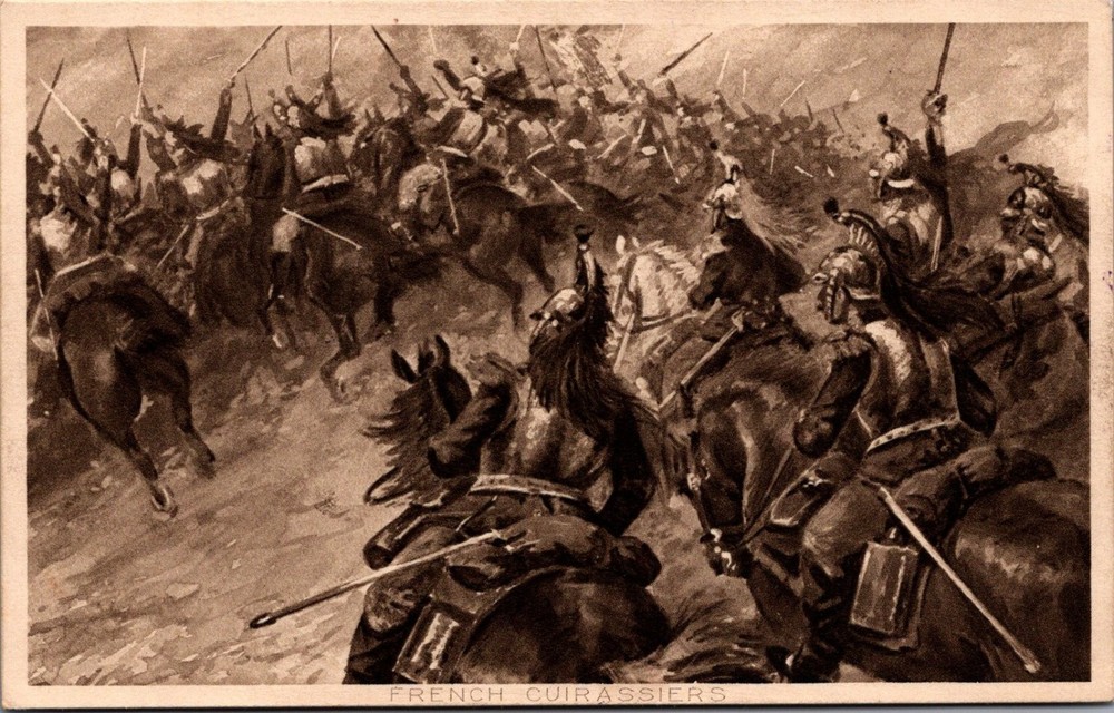 WWI French Cuirassiers Cavalry Charge Raphael Tuck Photogravure Postcard 1914