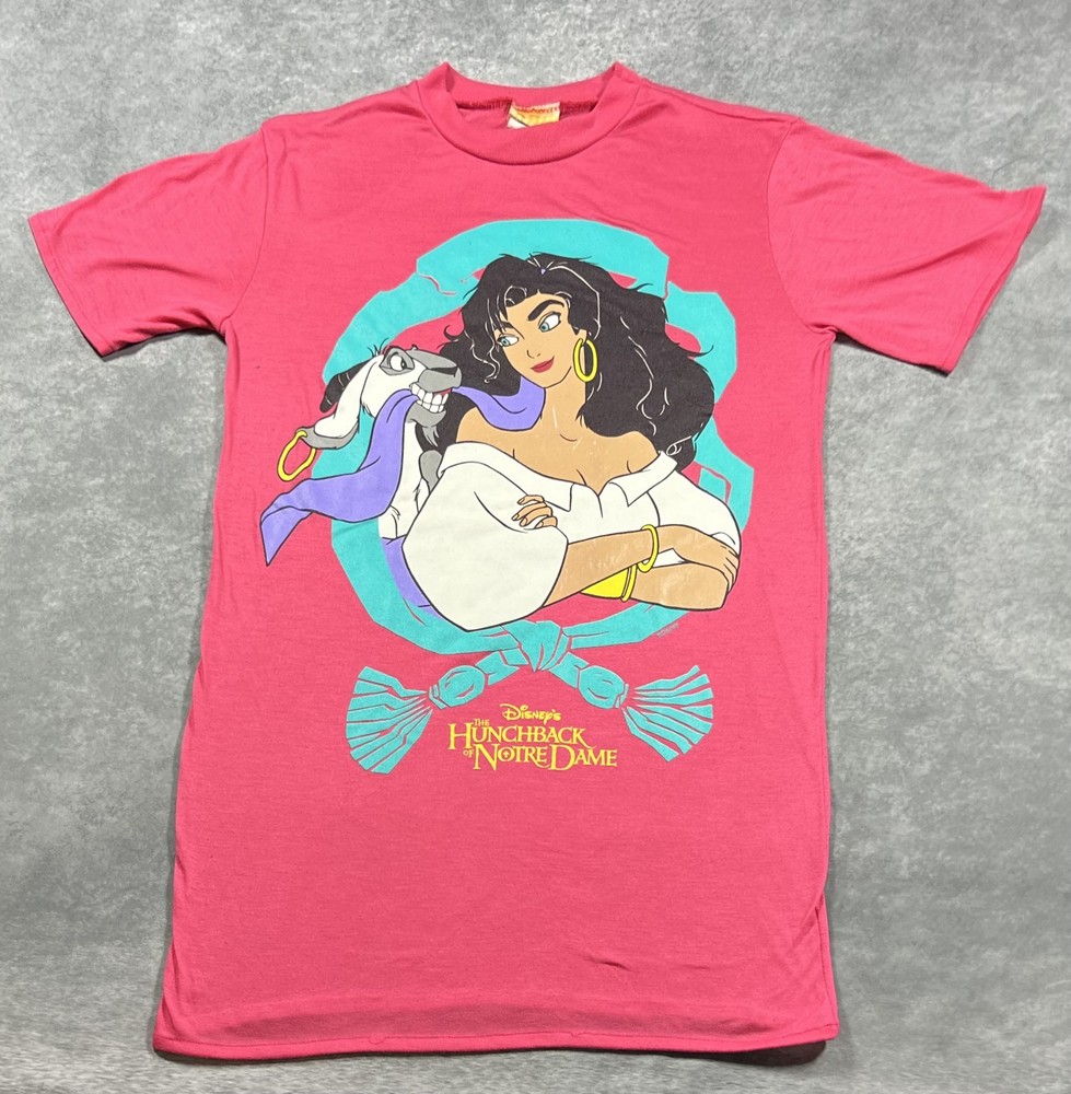 Vintage 90s Disney Hunchback of Notre Dame Esmeralda Youth T-Shirt Pink L 12-14