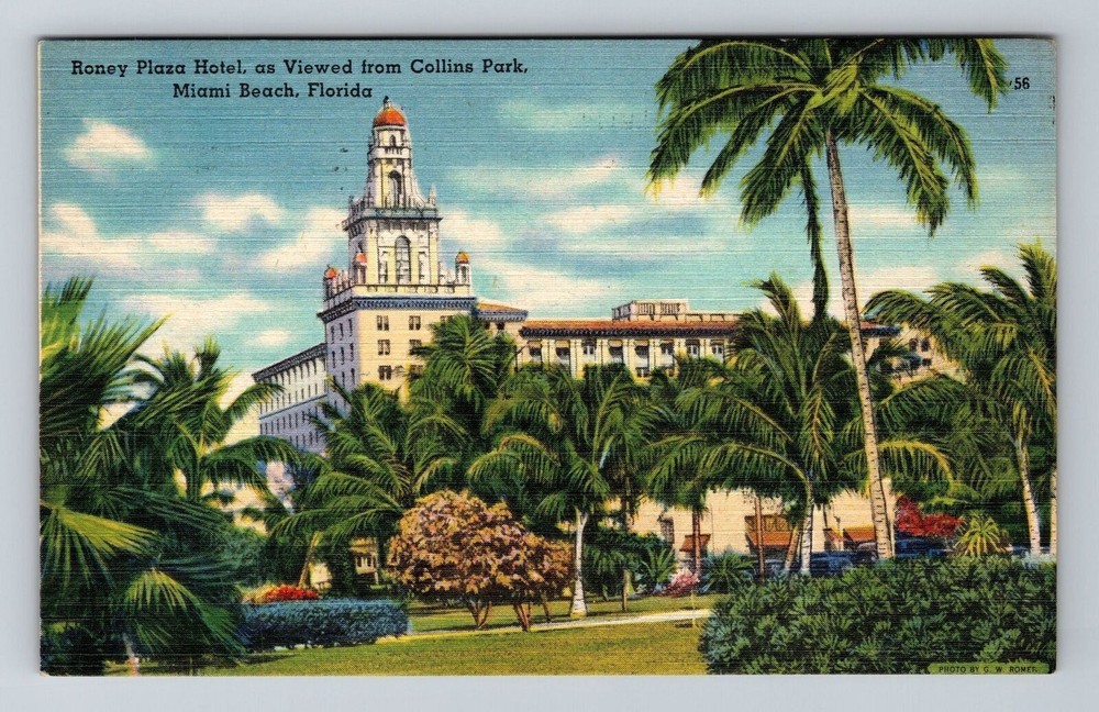 Miami Beach FL-Florida, Roney Plaza Hotel, c1945, Vintage Postcard