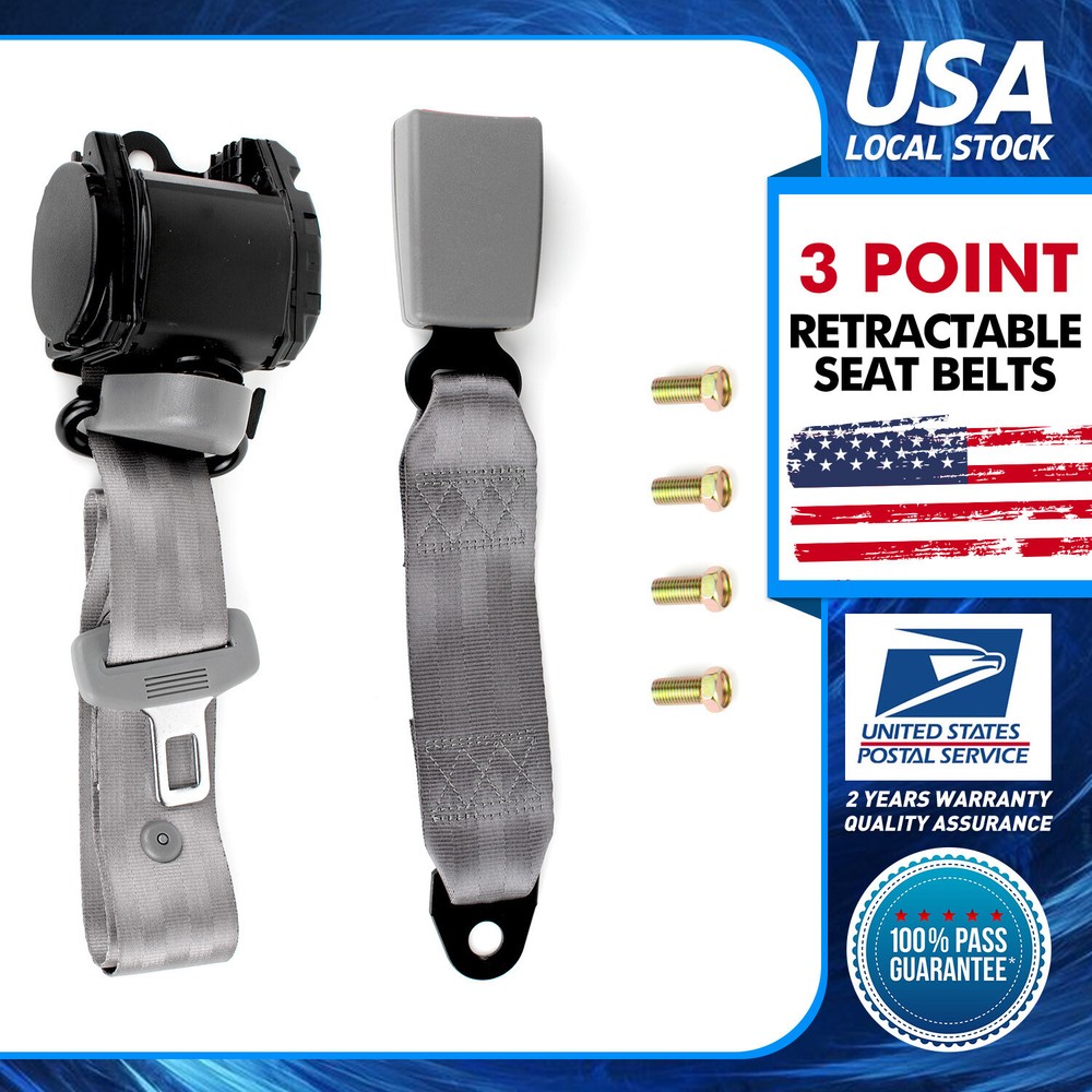 MGT Adjustable Retractable 3-Point Safety Seat Belt for Vehicles