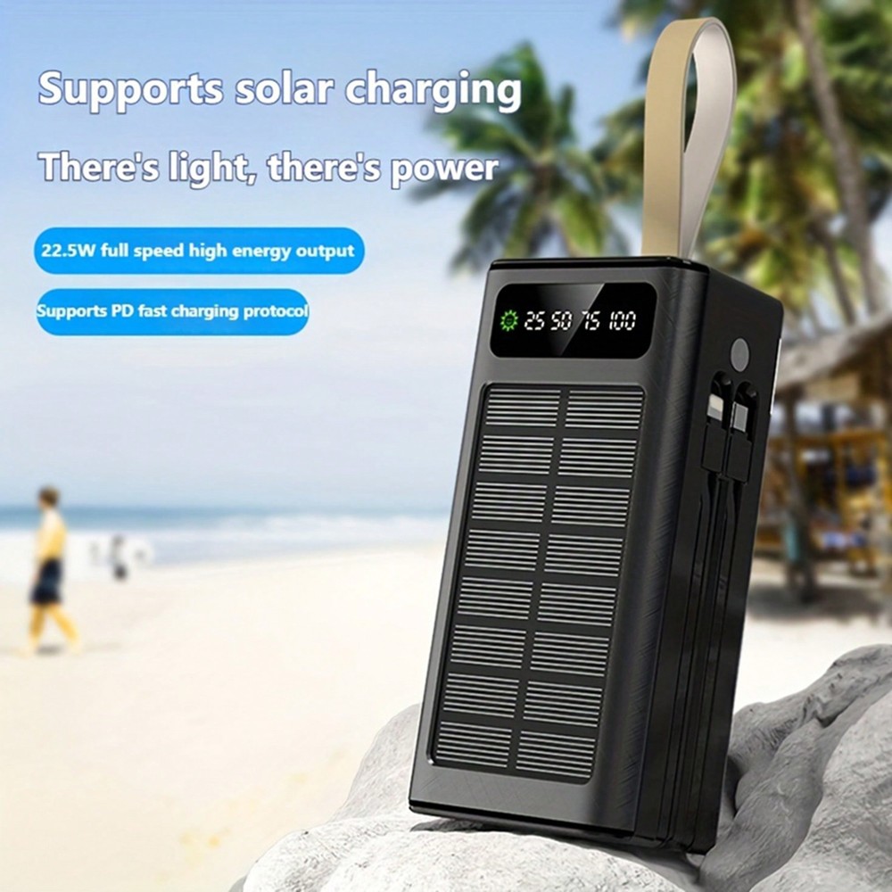 50000/30000mAh Solar Power Bank With PD 20W Fast Charging, Dual USB Type-C Outpu