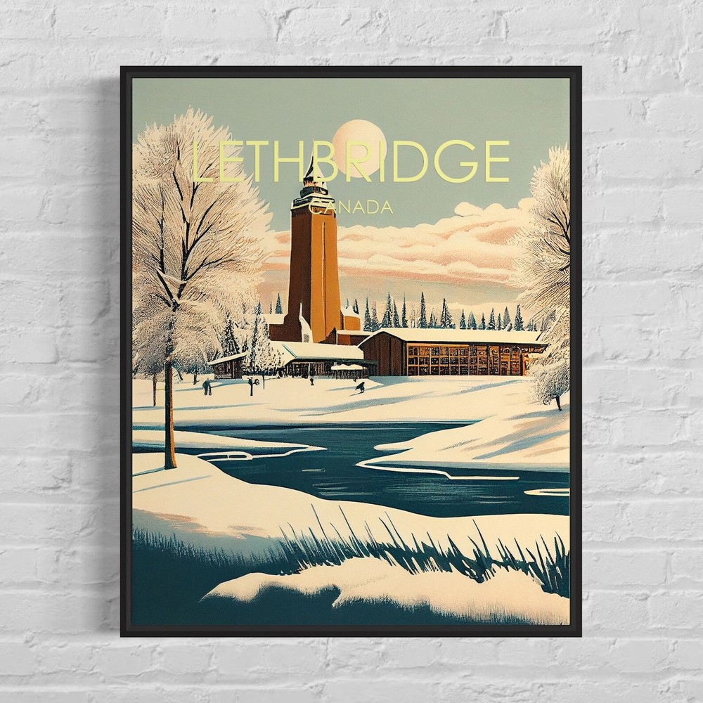 Lethbridge Canada Retro Art Print Lethbridge Wall Art Illustration Lethbridge
