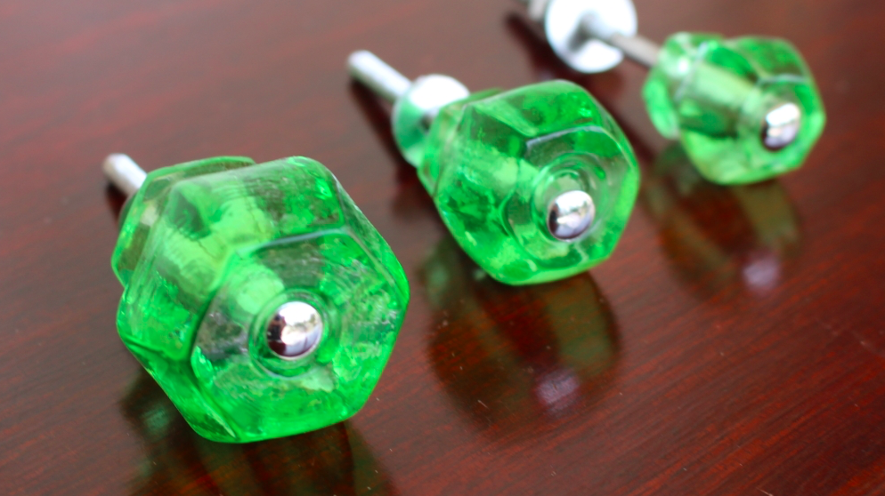 GREEN Glass Cabinet Knobs 1.5 Inch Pulls Dresser Drawer Hardware