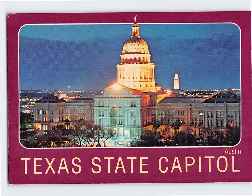 Postcard Night View Of Texas State Capitol Austin Texas USA