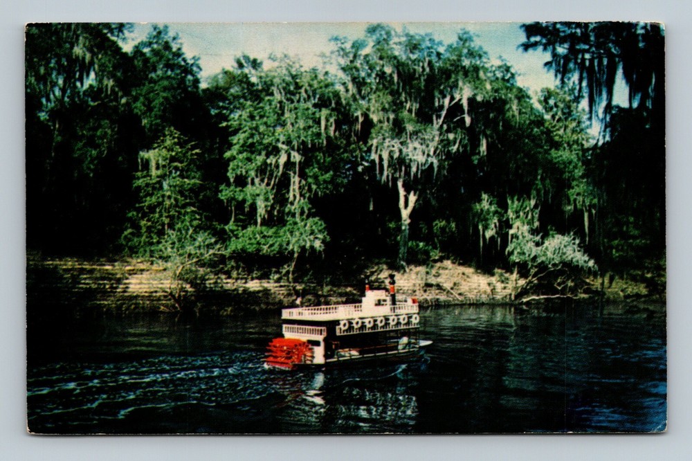POSTCARD Paddle Wheel Boat Cruising on the Suwannee River White Springs Florida