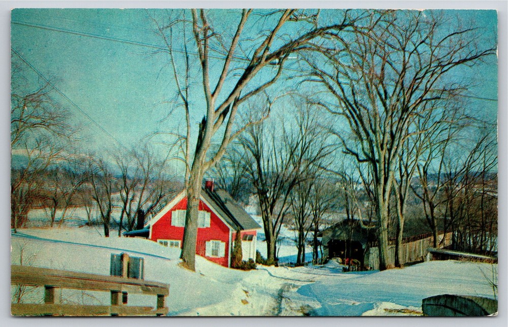 New Hampshire~Bedells Covered Bridge Over Connecticut River In Winter~Vintage PC