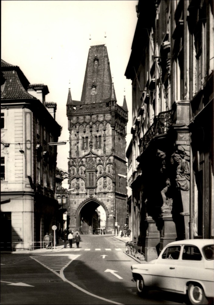 RPPC Powder Tower Prague Czech Republic vintage postcard g853