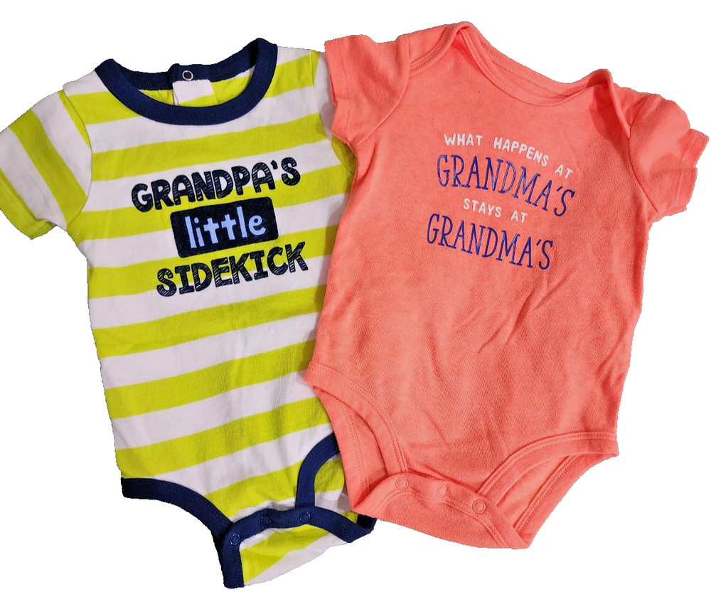 Koala Kids/Carters boys 6MO.  2 - bodysuits: Green & blue striped/bright orange