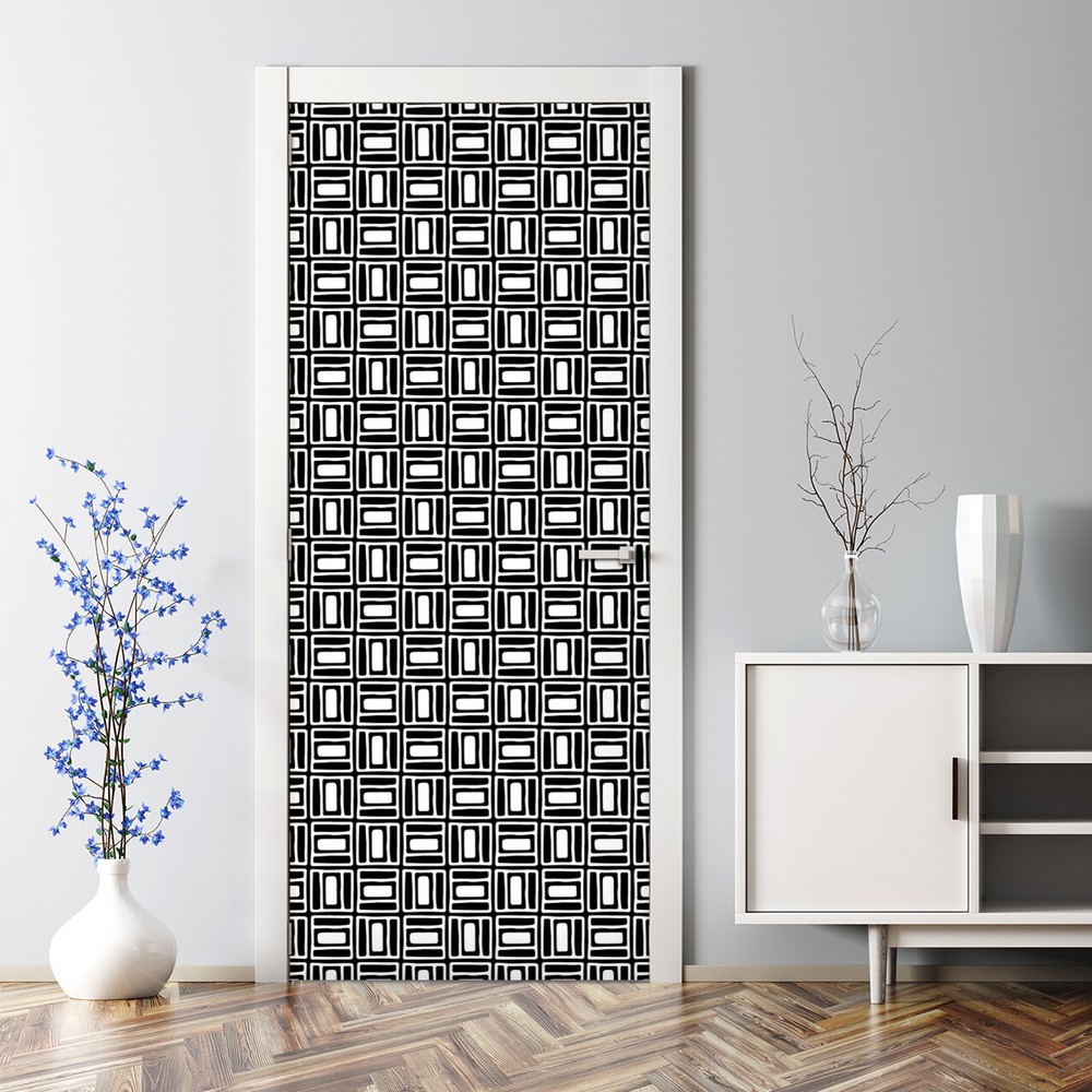B&W Pattern Decal Geometric modern decor Simple Bubble Free Door sticker