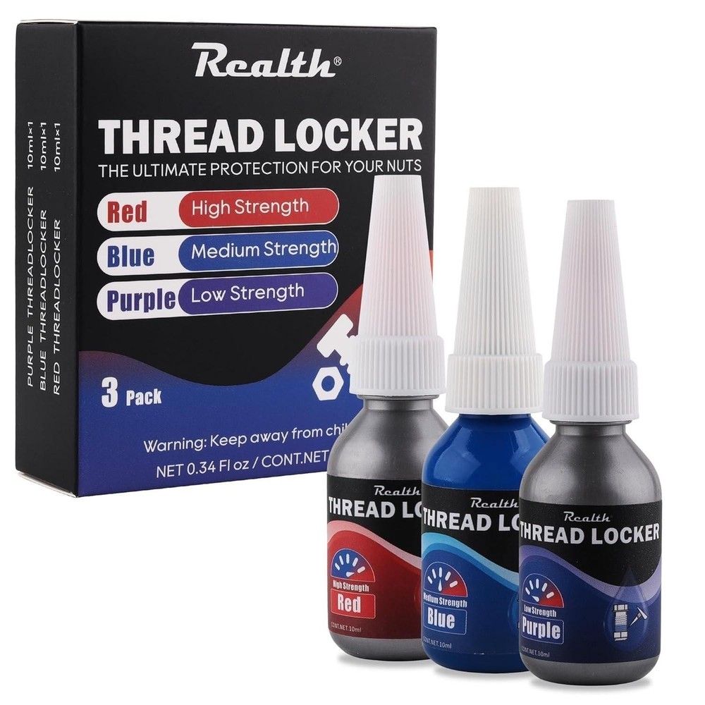 Red Purple and Blue Lock Tight Threadlocker 10ml-3pack, Low, Medium and High Str