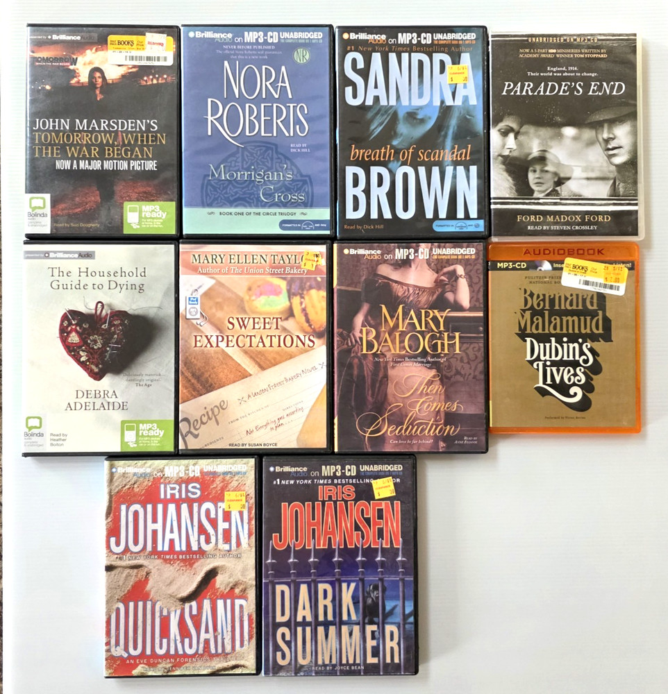 Lot of 10 Audiobooks MP3-CD's Unabridged Mixed Lot Authors & Genres