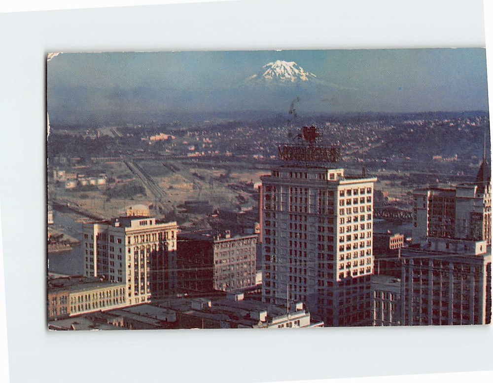 Postcard Mt. Rainier & Tacoma Washington USA