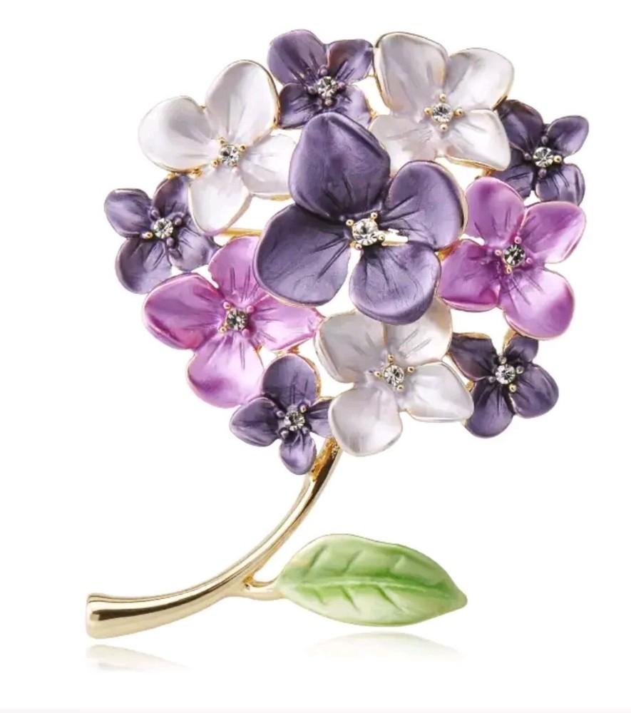 Hydrangea Brooch Pin Purple Flower Fashion jewelry FAST Free Ship 1.8 inch
