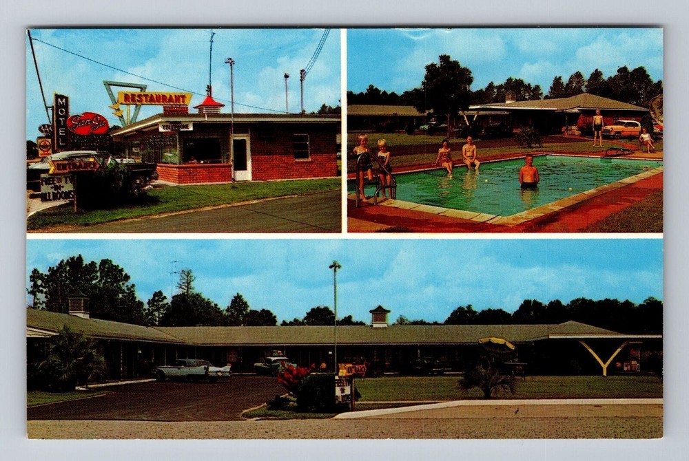 Glennville GA-Georgia Motel San-Su and Restaurant Too Vintage Postcard