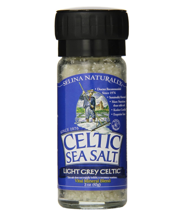 Celtic Sea Salt, Light Grey Grinder, 3 Oz White