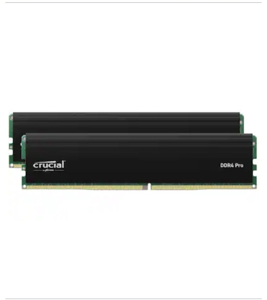 Crucial Pro 64GB Kit (2x32GB) DDR4 3200MHz C22 UDIMM Desktop Memory Kit