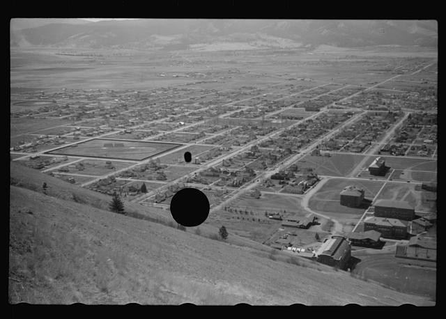 Photo:Missoula Montana 1942 Aerial View City Grid and Buildings