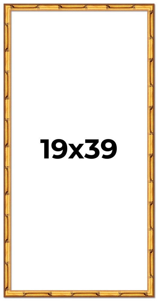 19x39 Frame Gold Bamboo Solid Wood Picture Frame | 1 Inch Moulding Width | Inter