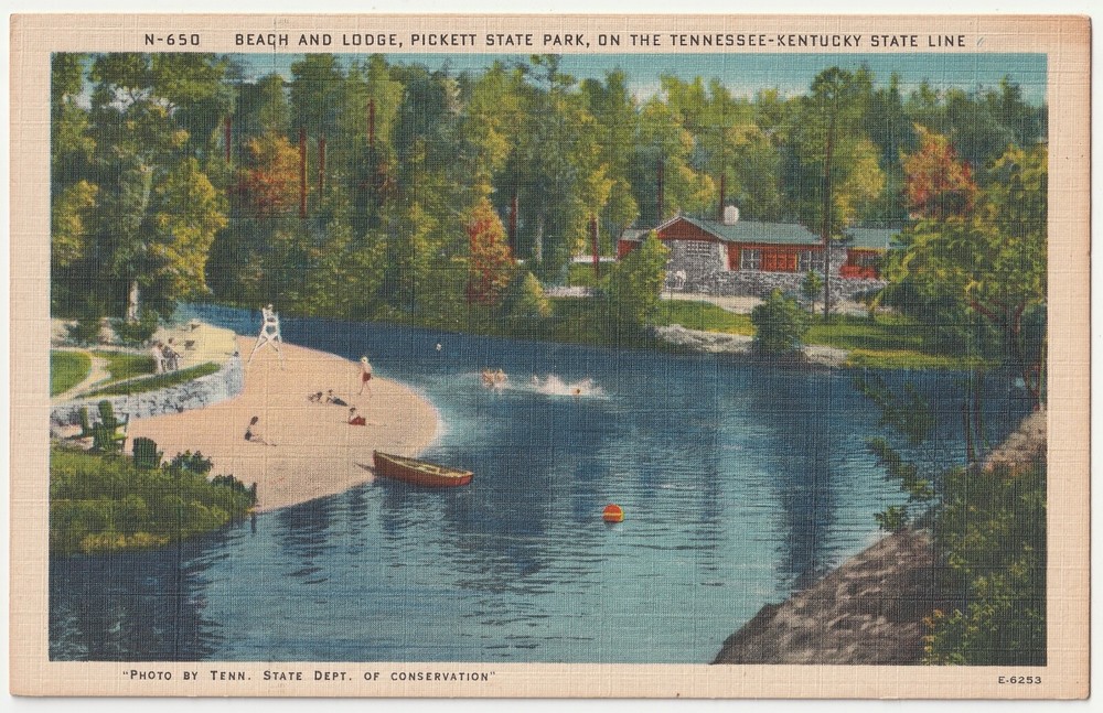 c1930s-40s Pickett State Park Beach Tennessee TN Cumberland Mountains Postcard