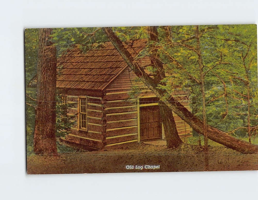 Postcard Old Log Chapel Turkey Run State Park Marshall Indiana USA North America