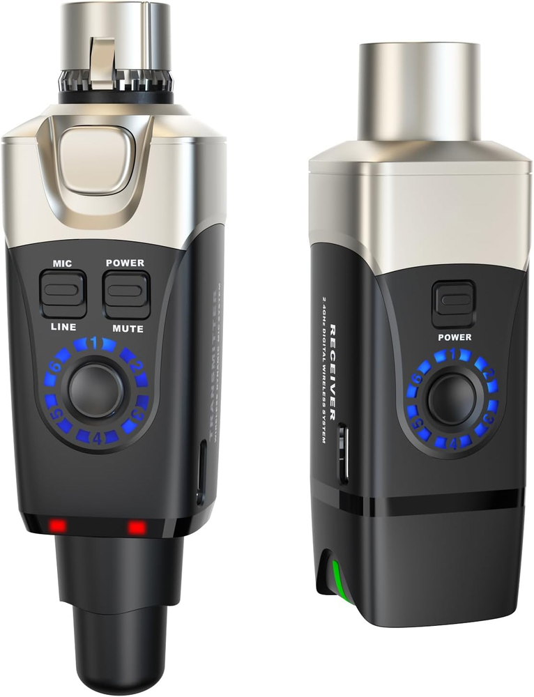 U3 2.4Ghz Wireless Microphone System with XLR Transmitter and Receiver for DJs and Professional Audio Applications
