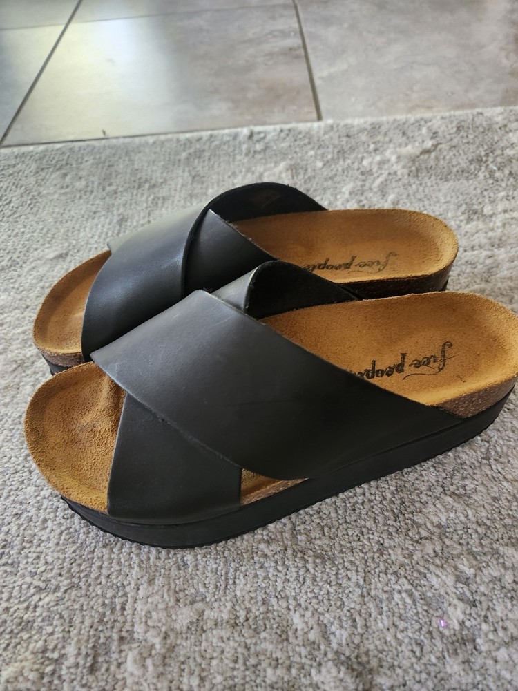 Free People Sidelines Flatform Black Sandals Size EU 37/US 6-6.5