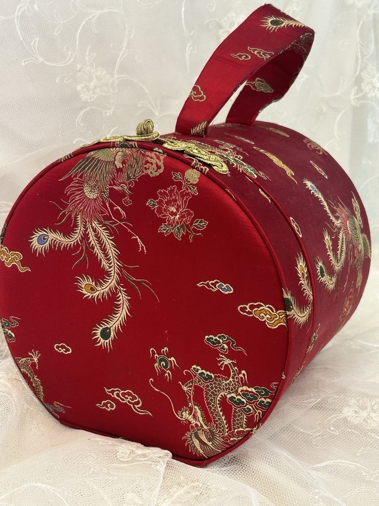 Vintage Asian Silk Box Evening Bag    Oriental Bird & Flowers     BEAUTIFUL