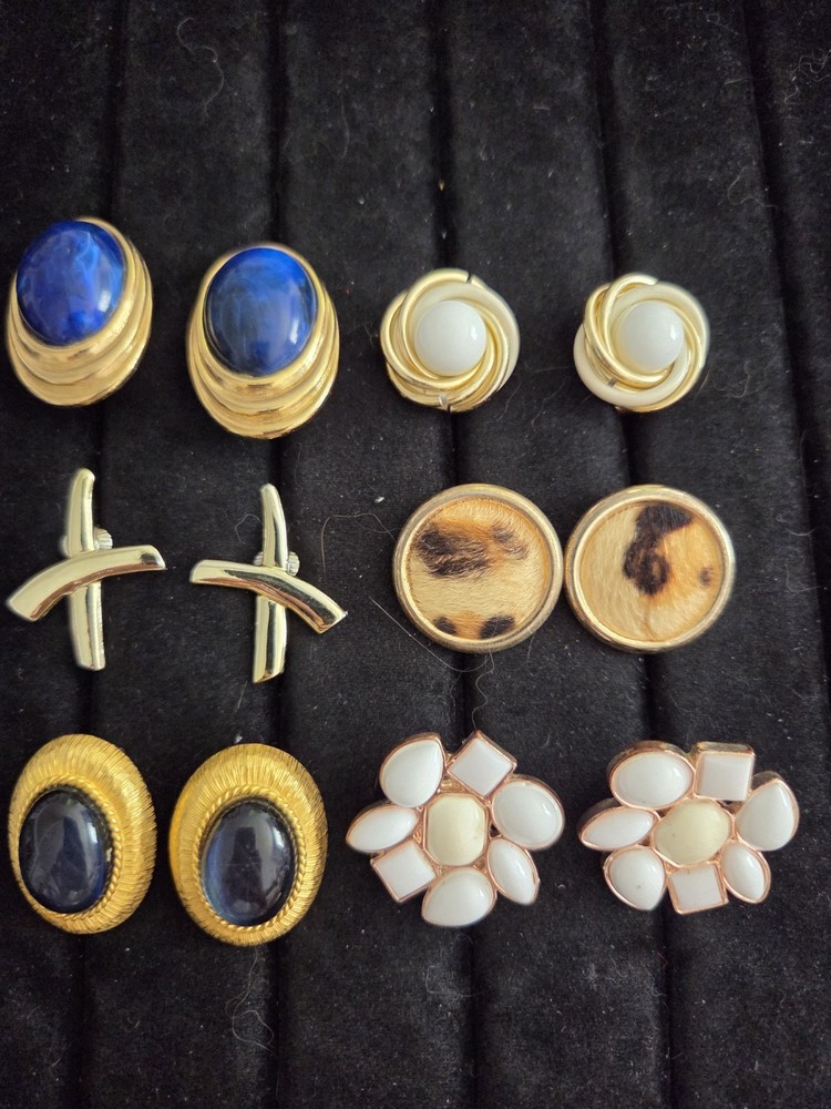 Vintage Earrings Lot QUALITY Clip On Signed Bergere Crown Trifari Ttahari