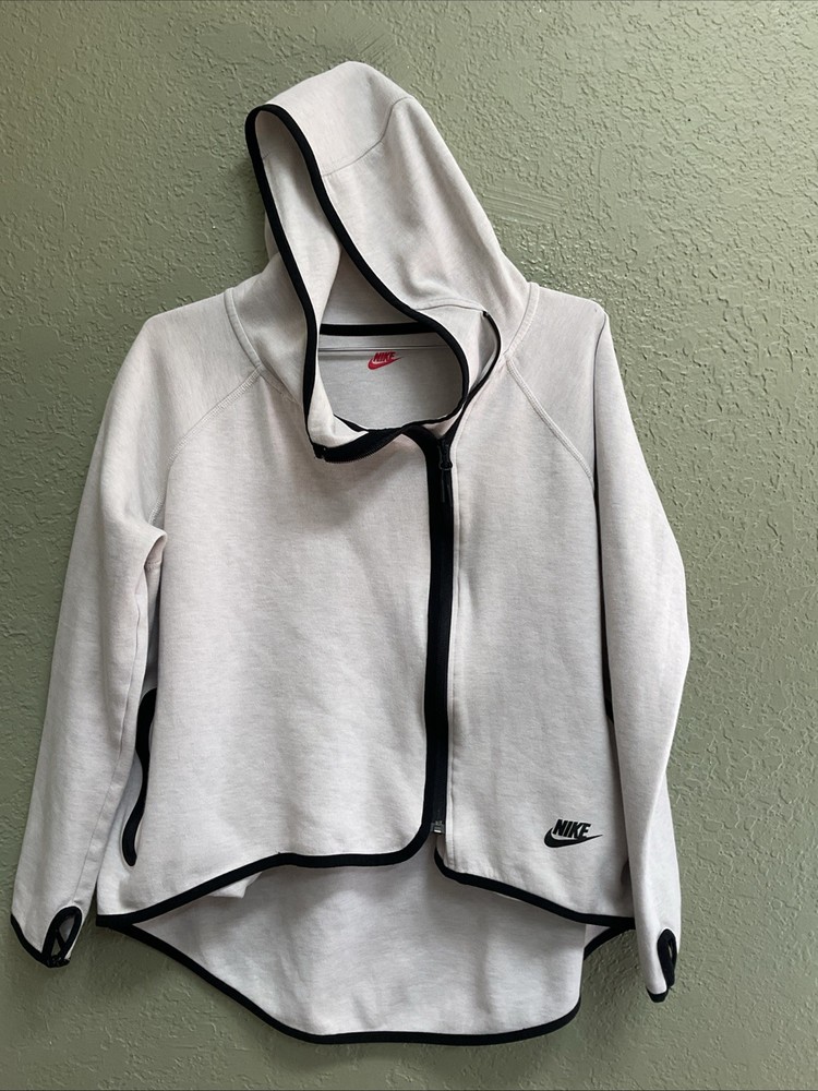 Nike Tech Fleece Cape Hoodie Womens Size S Light Gray White Full Zip Jacket