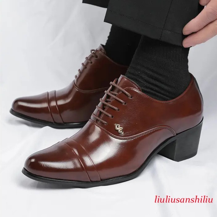 Mens Pointed Toe Lace Up Evening Party Wedding Formal Dress Cuban Heel Shoes New