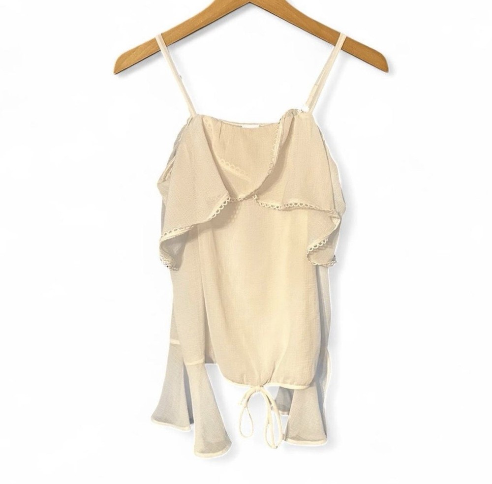 A. BYER White Layered Ruffle Blouse Long Sleeve Women’s Size Small Elegant Top