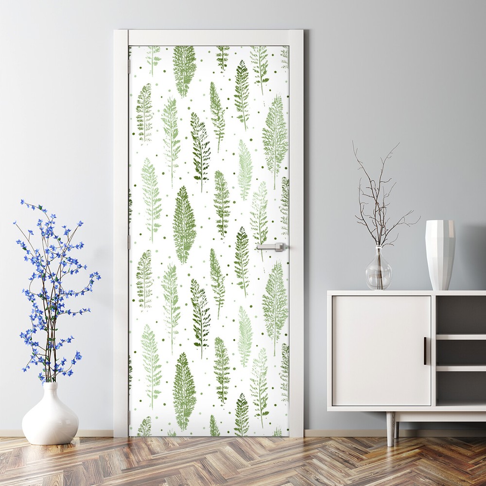Abstract nature Bubble Free Door sticker Watercolour Decal Leaves decor