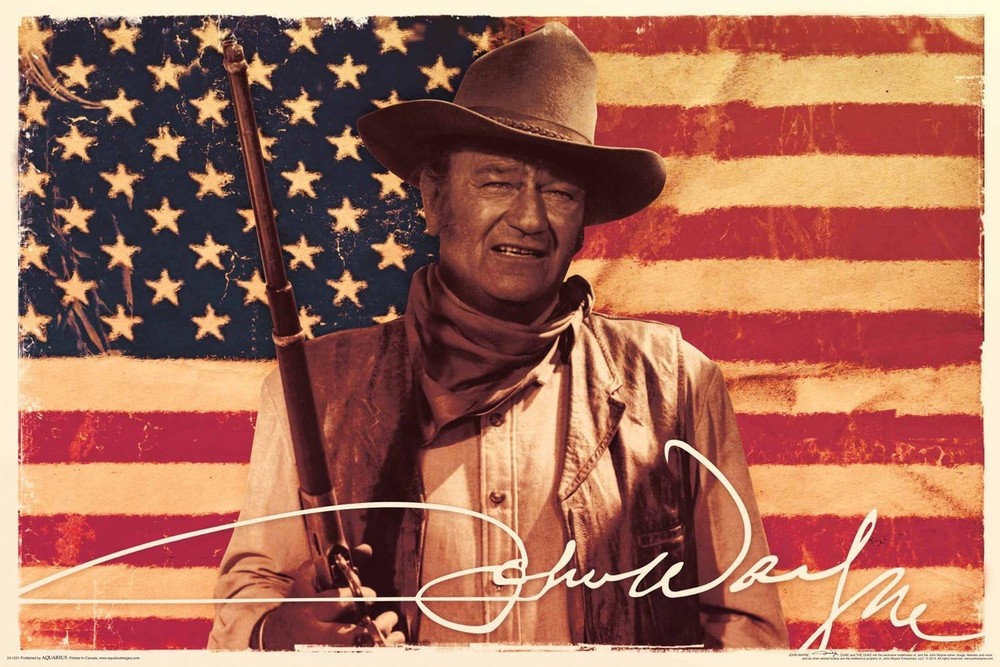 Poster Studio B - John Wayne Flag USA Classic Movie Cowboy 24x36