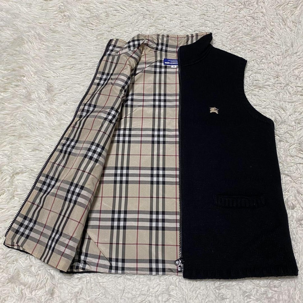 Burberry Black Knit Sleeveless Vest Jacket Size S4 - Authentic Pre-owned