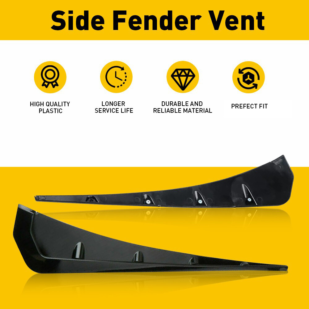 Car Fender Blade Side Shark Gills Vent Cover Black Gloss Trim Auto Universal