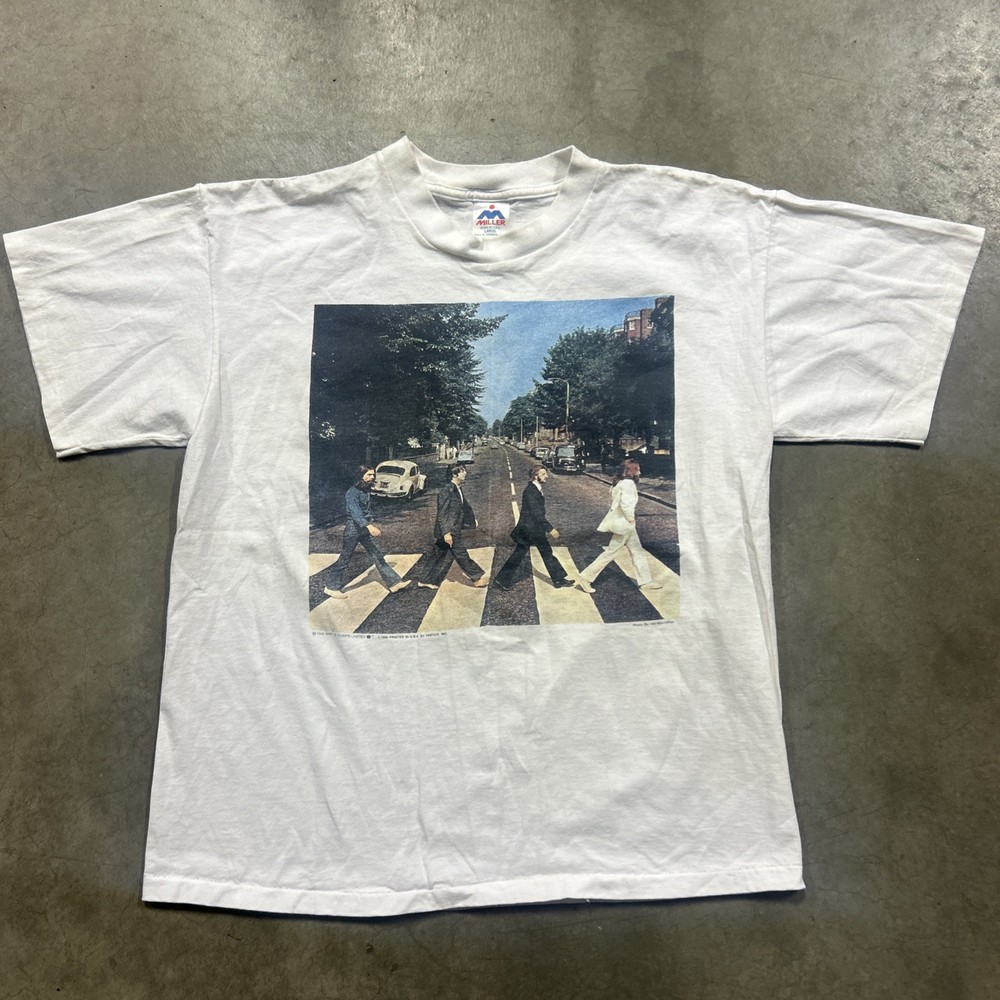 Vintage 1990 The Beatles Abbey Road Double Sided T-Shirt Tag Size Large