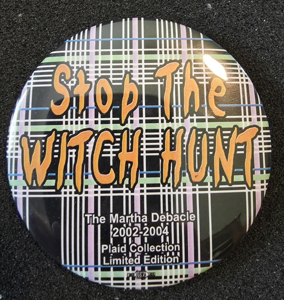 Stop The Witch Hunt Button Black Plaid Martha Stewart 3
