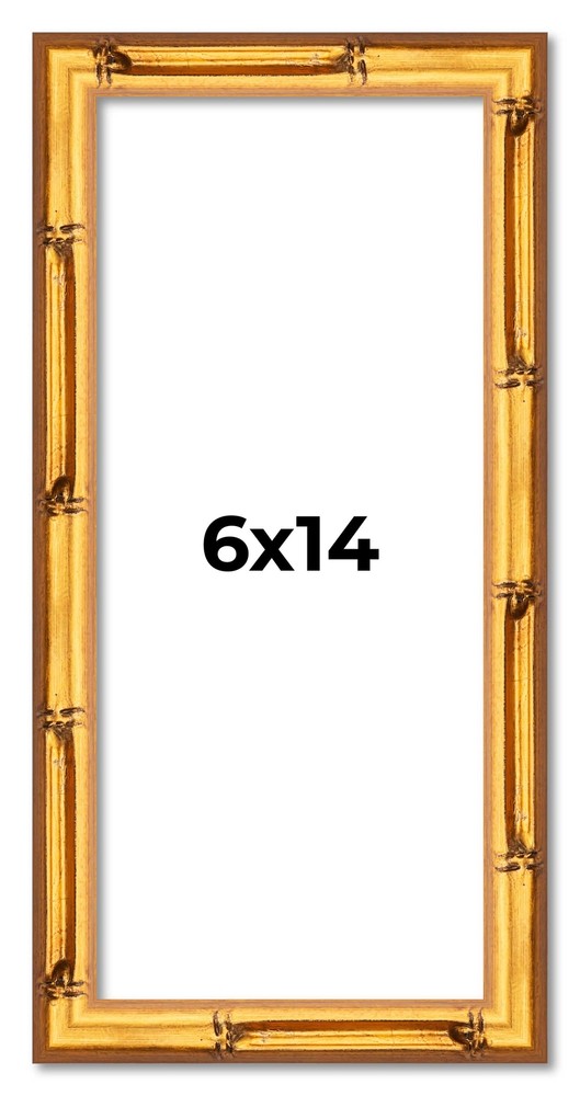 6x14 Frame Gold Bamboo Solid Wood Picture Frame | 1 Inch Moulding Width | Interi