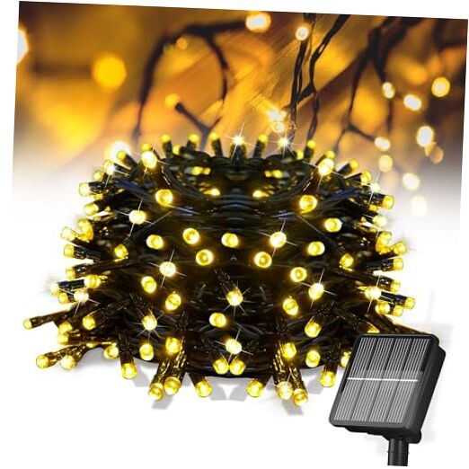 Solar String Lights for Outside, 39Ft 100 LED Solar String 1 pack Warm White