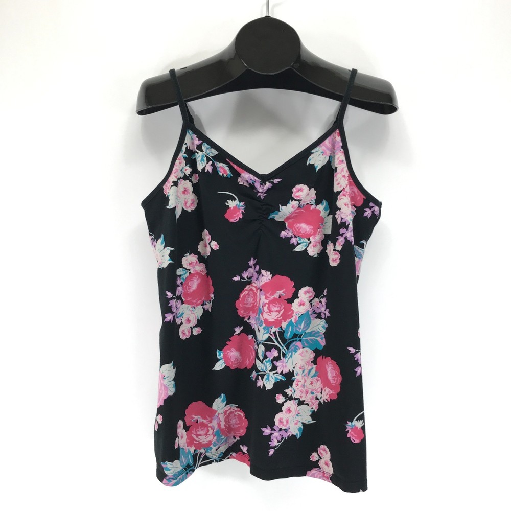 Torrid Foxy V-Neck Cinch Front Cami Women's Plus Size 3/3X Black Floral Stretch