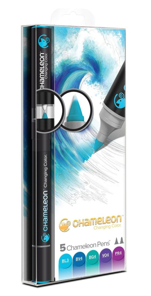 CHAMELEON Double-Ended Pens COOL Tones  5-Pack  ~NEW~  Free Shipping