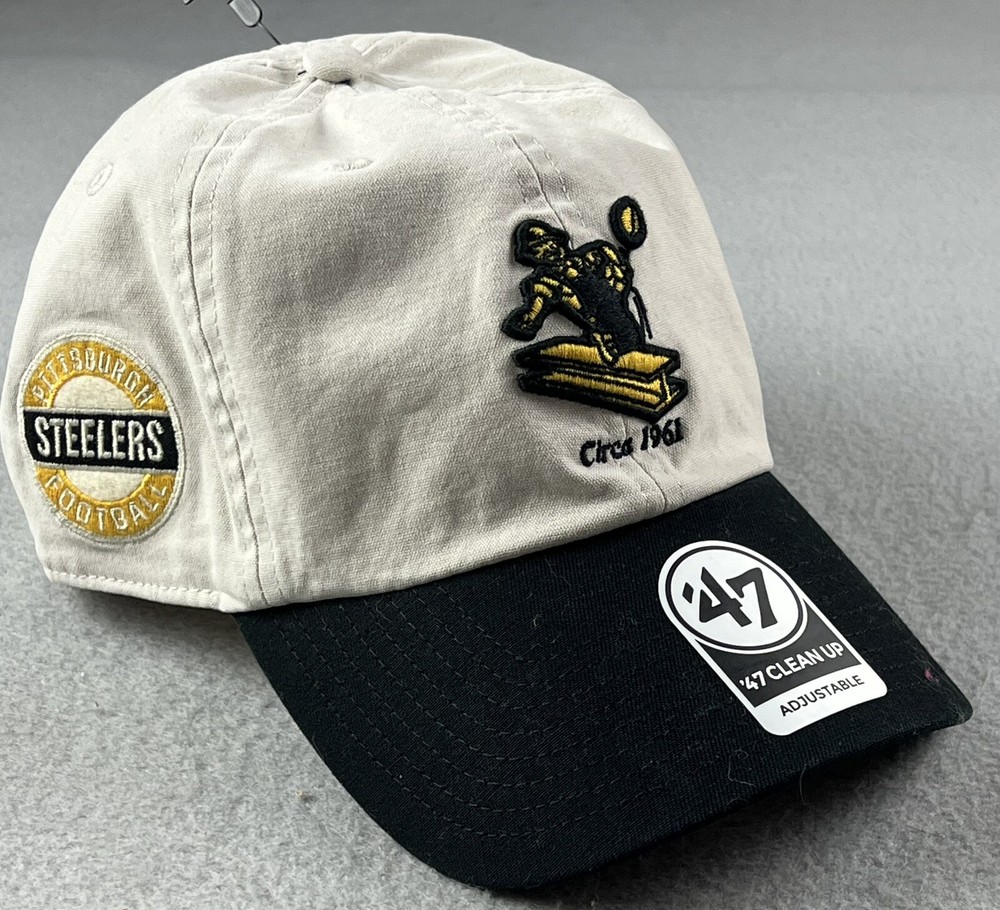 ‘47 Clean Up Pittsburgh Steelers Legacy Vintage Logo Adjustable Hat NFL NEW