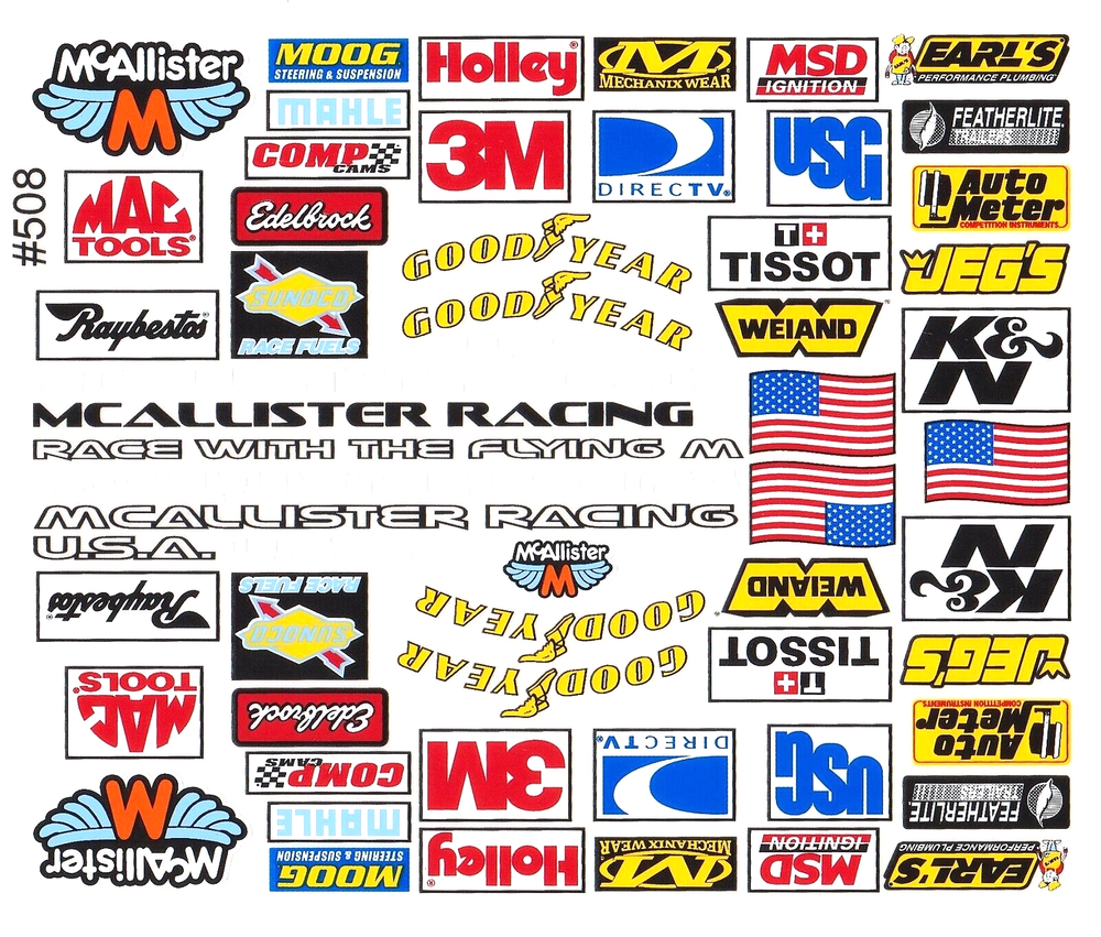 Sponsors Decals Sticker Set for 1:10 RC car or truck.part # D508