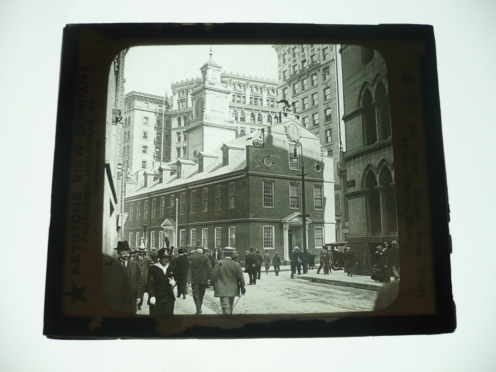 MAGIC LANTERN GLASS SLIDE- Newsworthy - Keystone #8 - State House Boston Mass