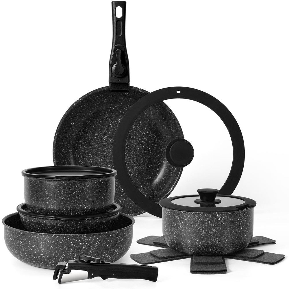 15Pcs Pots and Pans Set Non Stick Cookware Sets with Oven Safe Kitchen Cooking